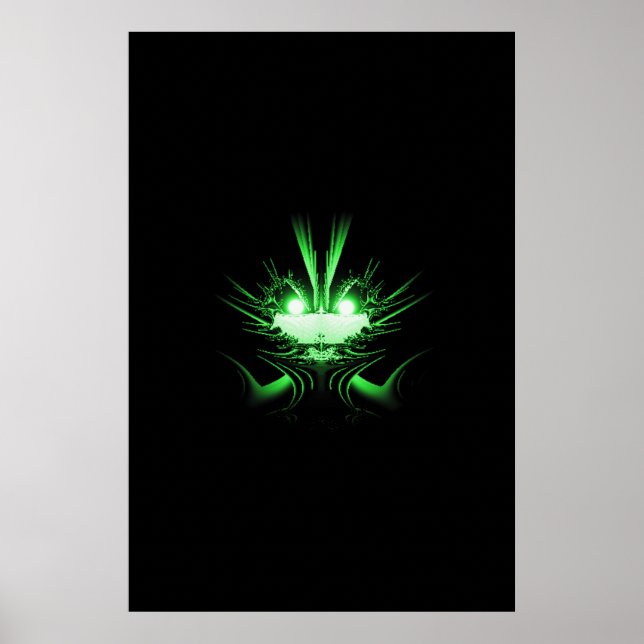 Green Alien Dragon w Glow Eyes Poster (Vorne)