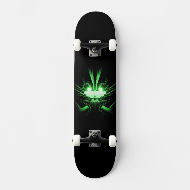 Green Alien Dragon w Glow Eyes Skateboard (Vorderseite)