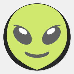 Green Alien Emoji Runder Aufkleber