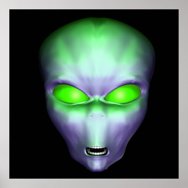 Green Alien Face Poster (Vorne)