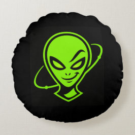 Green Alien Good Luck Rundes Kissen