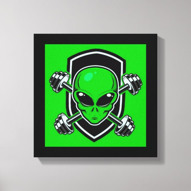 Green Alien Gym Stretched Canvas Print Leinwanddruck (Vorderseite)