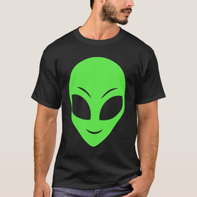 Green Alien Head 90er Jahre Style Funny Alien T-Shirt (Vorderseite)