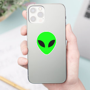 Green Alien Head Custom Cut Vinyl Sticker