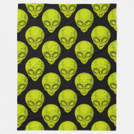 Green Alien Head Fleece Blanket
