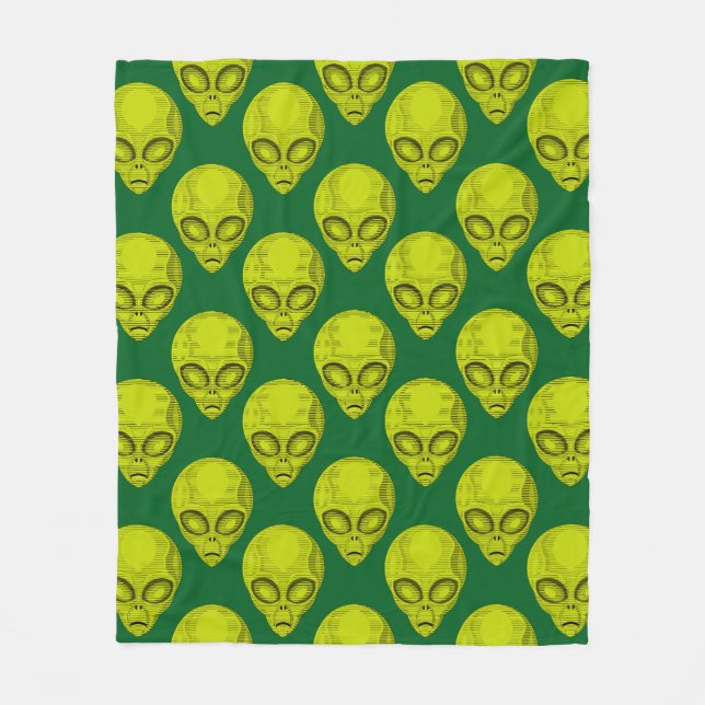 Green Alien Head Fleece Blanket (Vorderseite)