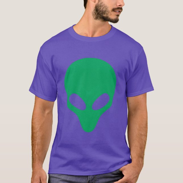 Green Alien Head Funny Etraterrestrische Leben Coo T-Shirt (Vorderseite)