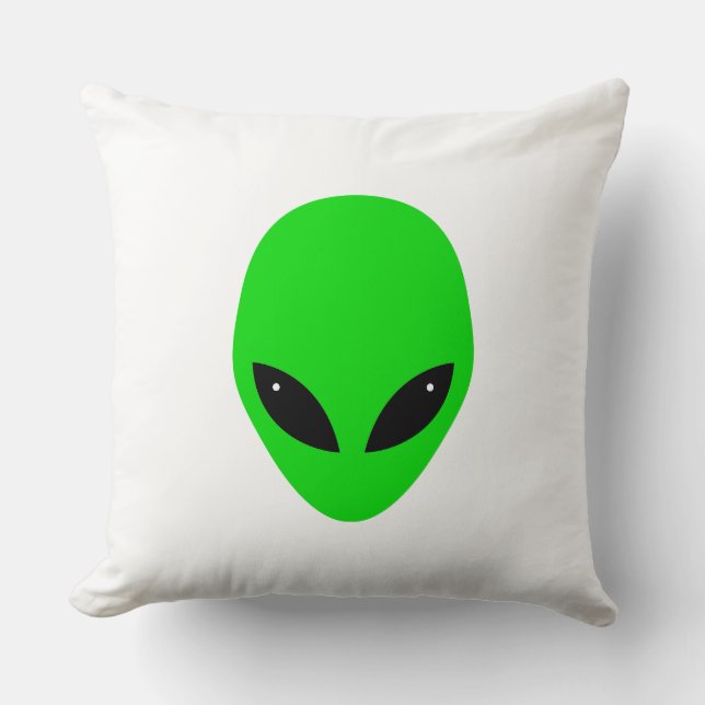 Green Alien Head Kissen (Vorderseite)