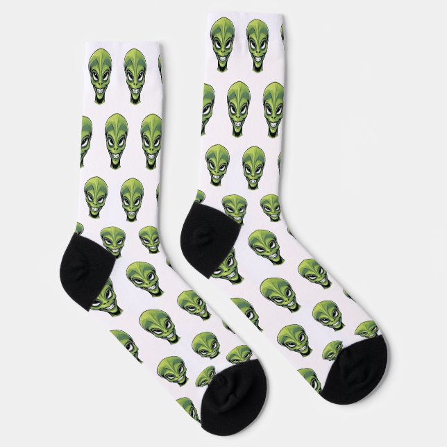 Green Alien Head Socken (Rechts)
