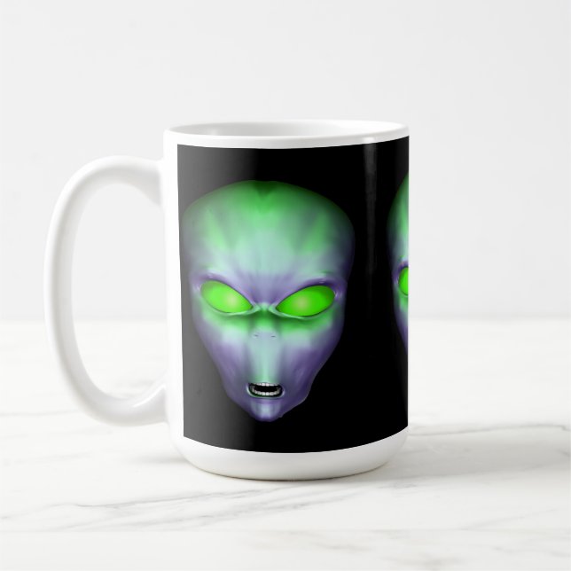 Green Alien Head Tasse (Links)