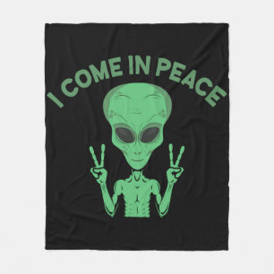 Green Alien I come in Peace Extraterrestrische UFO Fleecedecke