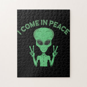 Green Alien I come in Peace Extraterrestrische UFO Puzzle