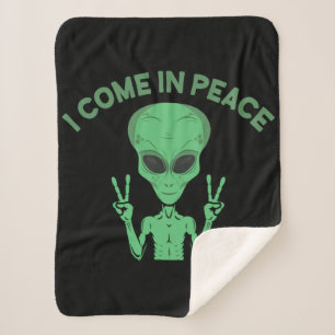 Green Alien I come in Peace Extraterrestrische UFO Sherpadecke