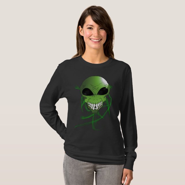 Green Alien Women's Basic Long Sleeve T - Shirt (Vorne ganz)