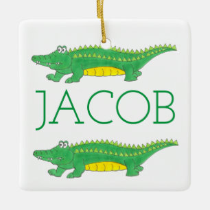Green Alligator Croc Crocodile Gator Tier Keramikornament