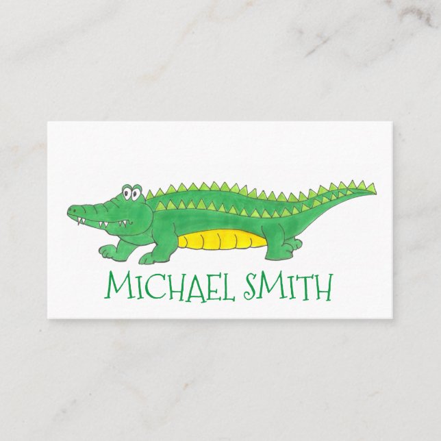 Green Alligator Gator Reptile Croc Crocodile Zoo Visitenkarte (Vorderseite)