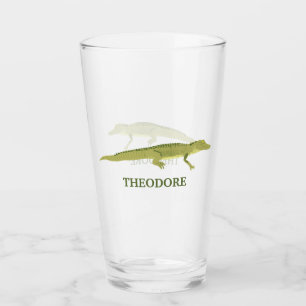 Green Alligator realistische Grafik Personalisiert Glas