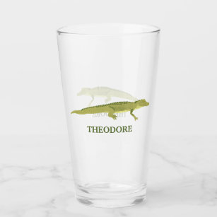Green Alligator realistische Grafik Personalisiert Glas