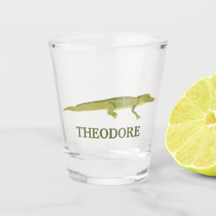 Green Alligator realistische Grafik Personalisiert Schnapsglas