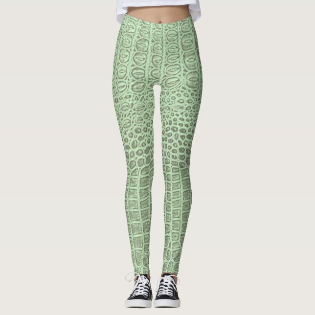 Green Alligator Skin Print Leggings & Yoga Pants (Vorderseite)