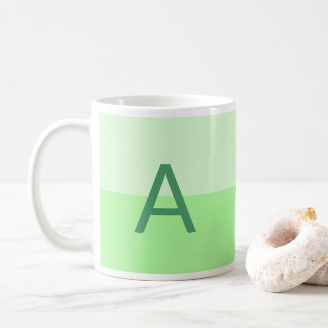 Green Alphabet Monogram Kaffeetasse (Mit Donut)