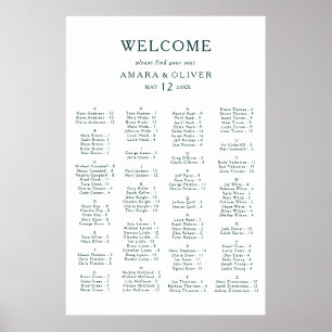 Green Alphabetic Seating Chart Poster