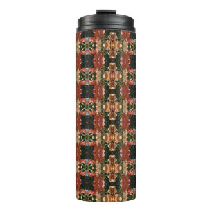 Green & Amber Ikat Pouf Thermosbecher