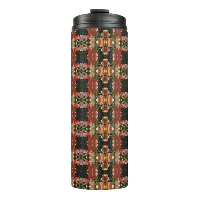 Green & Amber Ikat Pouf Thermosbecher (Vorderseite)