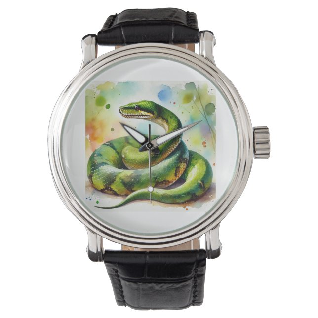 Green Anaconda 111024AREF143 - Watercolor Armbanduhr (Vorderseite)