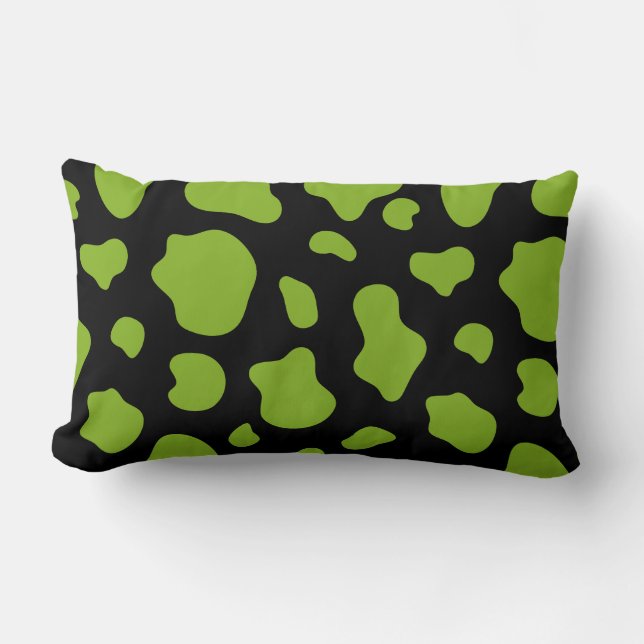 Green And Black Cow Print Decorative Pillow Lendenkissen (Vorderseite)