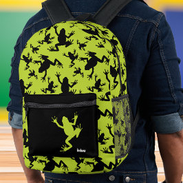 Green and Black Frog Pattern Kinderschule Bedruckter Rucksack
