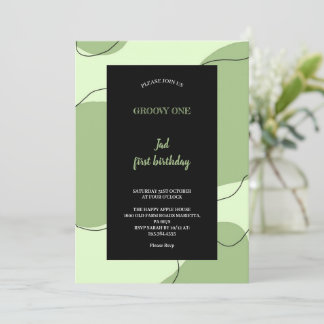 GREEN AND BLACK GROOVY INVITATION EINLADUNG