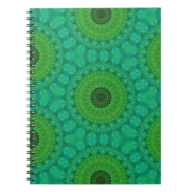 Green and Blue Circular Pattern Spiral Notebook Notizblock (Vorderseite)