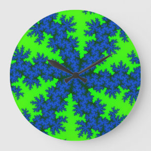 Green and Blue Snowflake Große Wanduhr