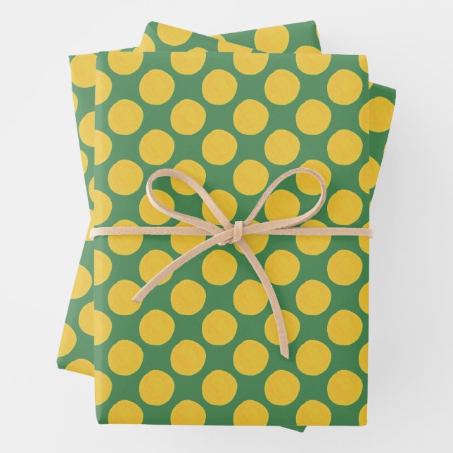 Green and Cream Polka Dot Gift Wrap Geschenkpapier Set (Beispiel)