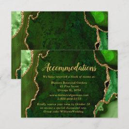 Green and Gold Agate Wedding Accommodations Begleitkarte