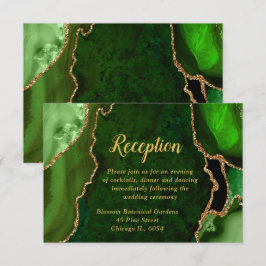 Green and Gold Agate Wedding Reception Begleitkarte