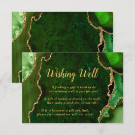 Green and Gold Agate Wedding Wishing Well Begleitkarte