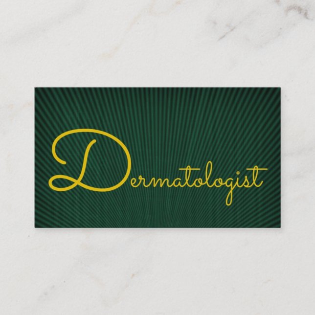 Green and Gold Business Card für Dermatologen Visitenkarte