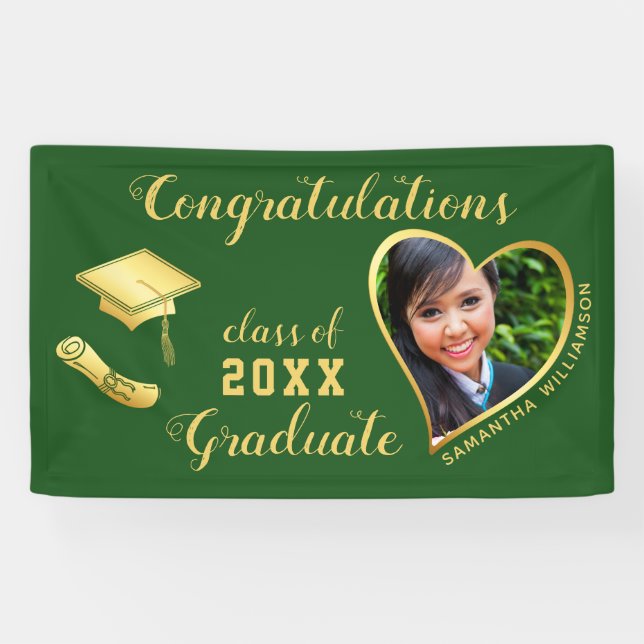 Green and Gold Class of 2025 Abschluss Foto Banner (Horizontal)