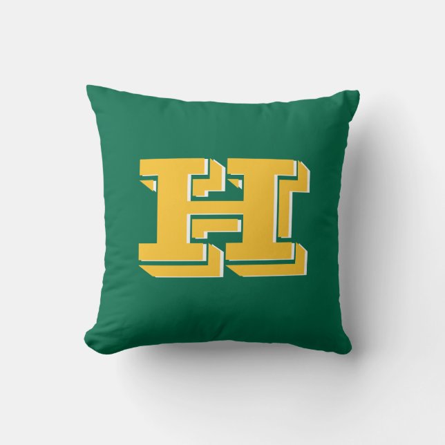 Green and Gold College Style Initial Monogram Kissen (Vorderseite)