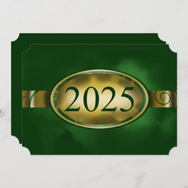Green and Gold Floral Button 2025 Graduation Party Einladung (Vorne/Hinten)