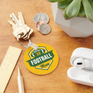 Green and Gold Football Mama Jersey Number Foto Schlüsselanhänger