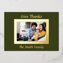 Green and Gold Foto Erntedank Foil Holiday Car