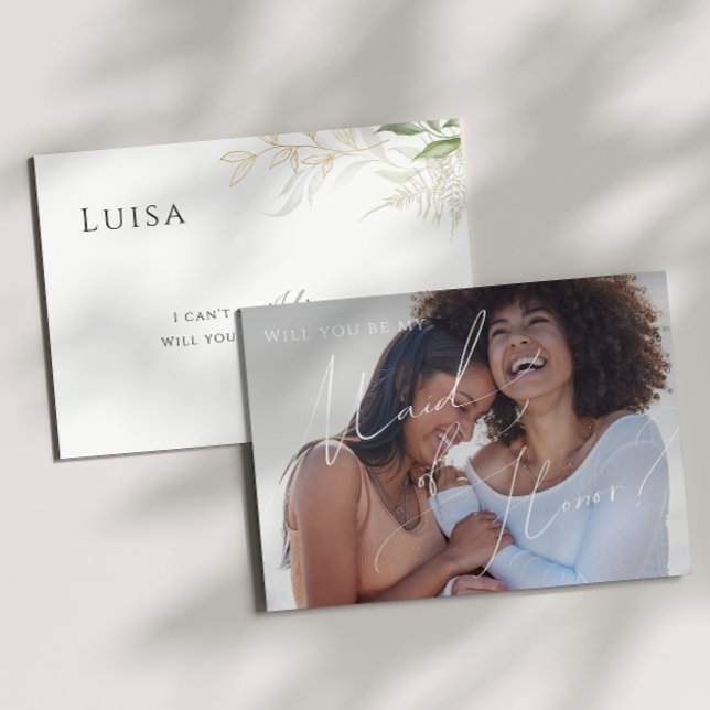 Green and Gold Foto Trauzeugin Card Einladung (Von Creator hochgeladen)