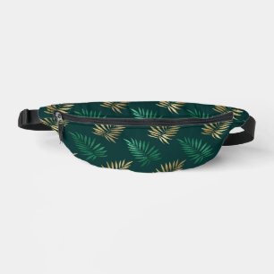 Green and Gold Glitzer auf tropischen Blätter Bauchtasche