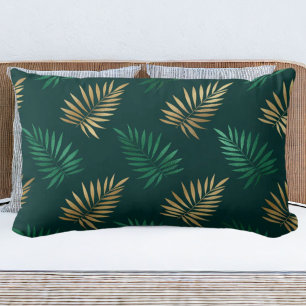 Green and Gold Glitzer auf tropischen Blätter Lendenkissen