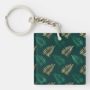 Green and Gold Glitzer auf tropischen Blätter Schlüsselanhänger
