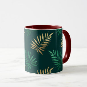 Green and Gold Glitzer auf tropischen Blätter Tasse