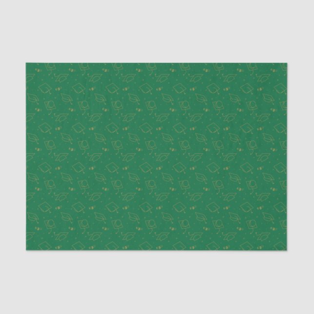 Green and Gold Graduation Cap Toss Seidenpapier (Vorderseite)